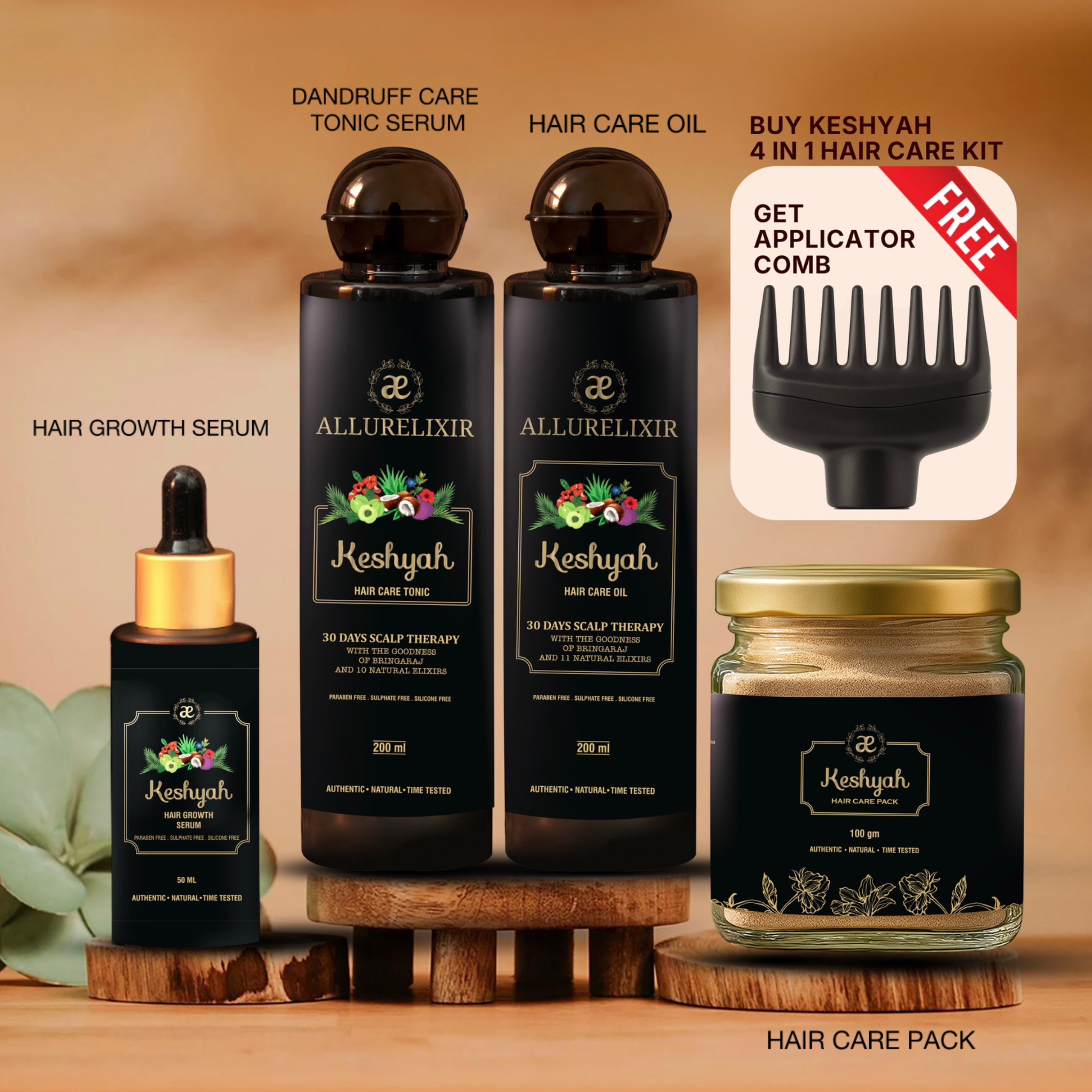 Keshyah : 4 in 1 Hair Care Kit (Applicator comb FREE)