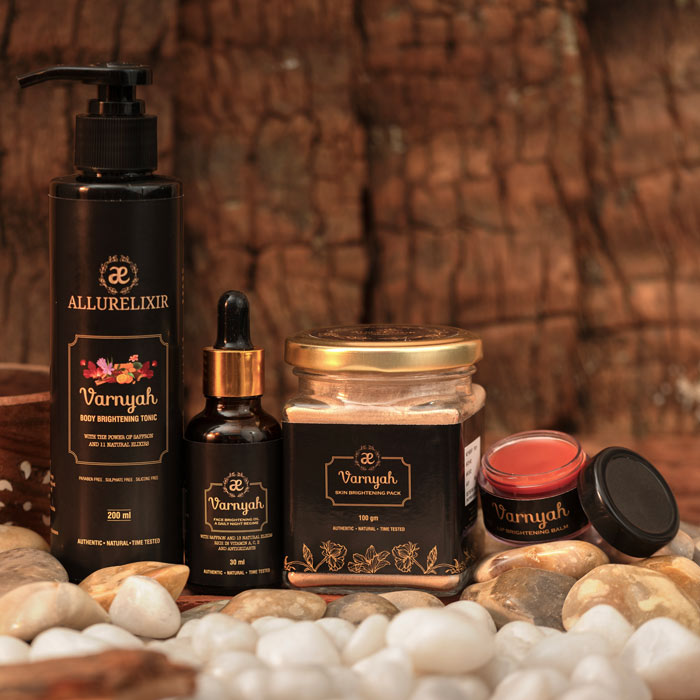 Varnyah : Skin Brightening Kit (Pack + Face Oil + Lip balm + Body Tonic)