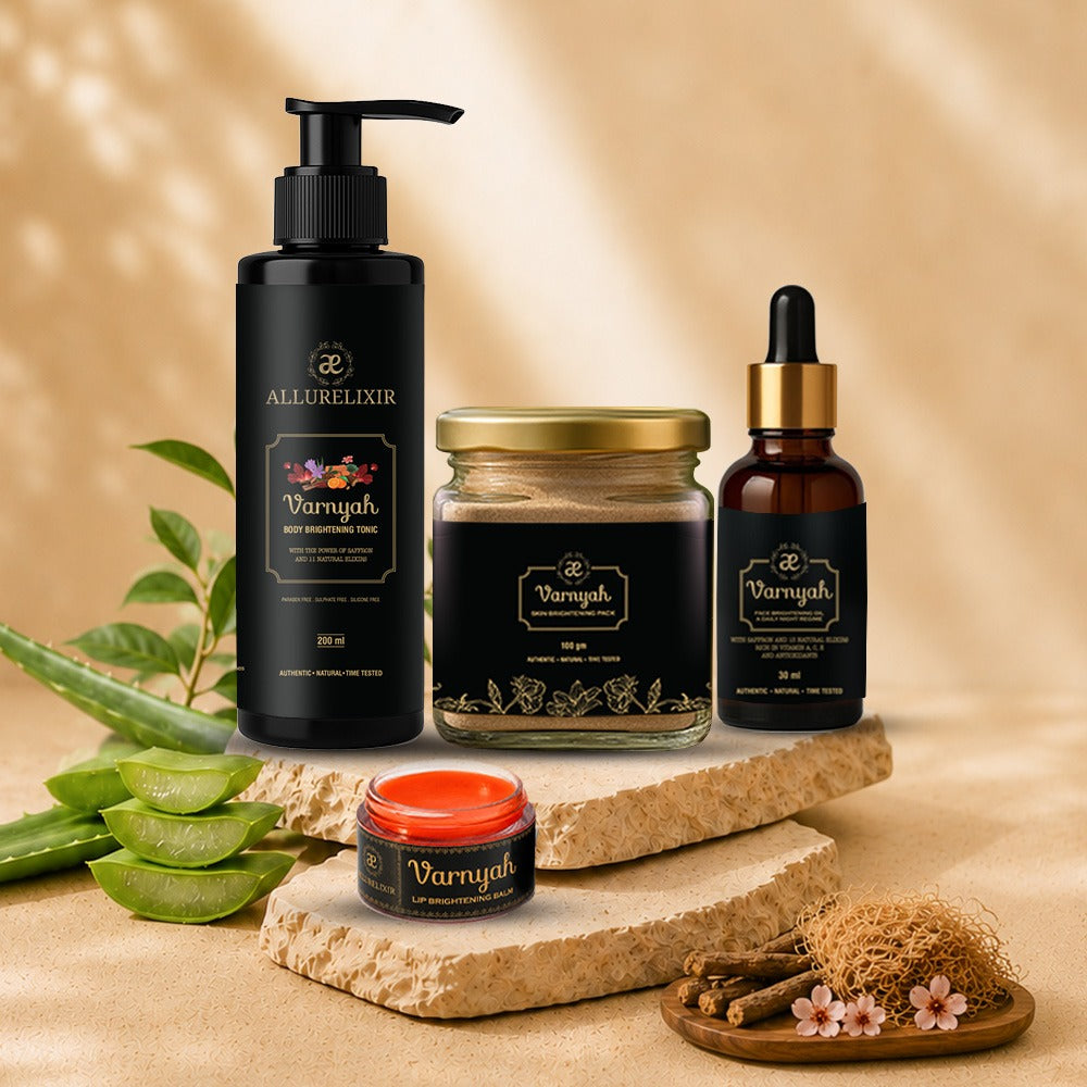 Varnyah : Skin Brightening Kit (Pack + Face Oil + Lip balm + Body Tonic)