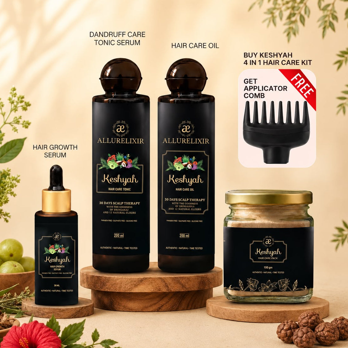 Keshyah : 4 in 1 Hair Care Kit (Applicator comb FREE)