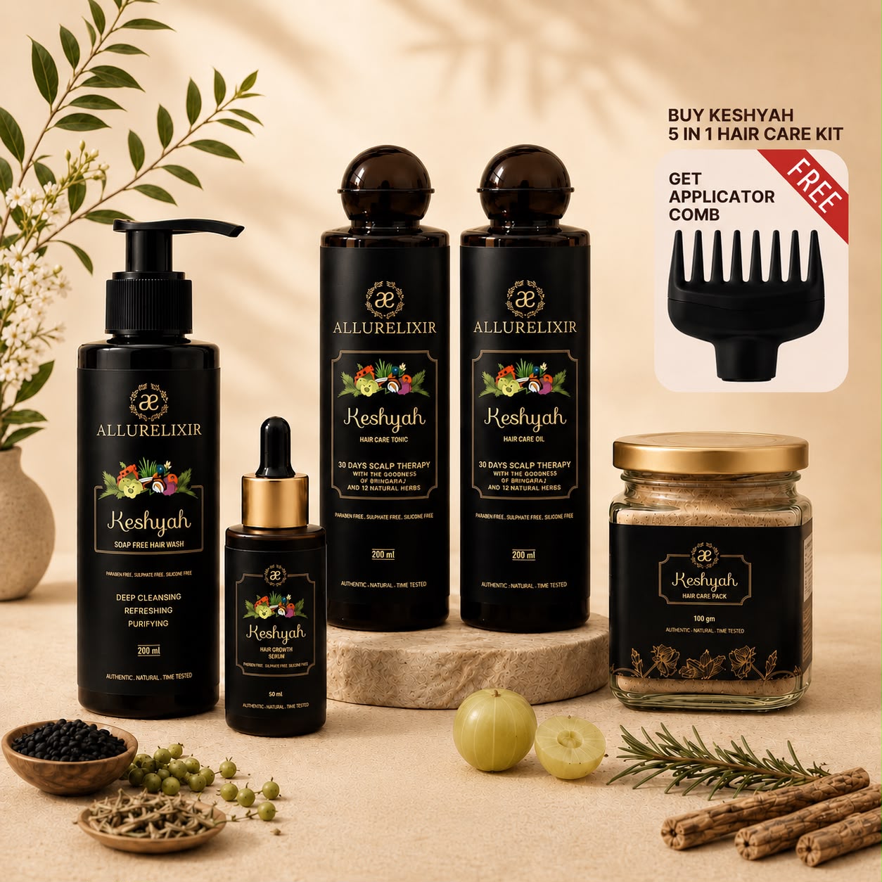 Keshyah : 5 in 1 Hair Care Kit (Applicator comb FREE)