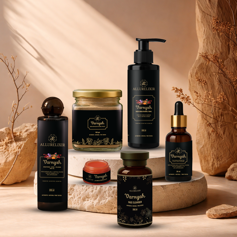 Varnyah: 6 in 1 Brightening Kit ( Pack + Face oil + Lip balm + Face cleanser + Body oil + Body Lotion )