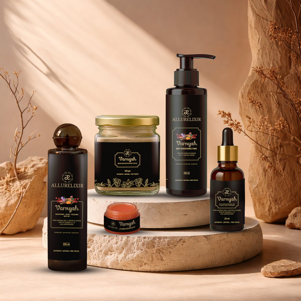 Varnyah : Mega Skin Brightening Kit ( Pack + Facial oil +Lip balm + Body Tonic + Body Oil)