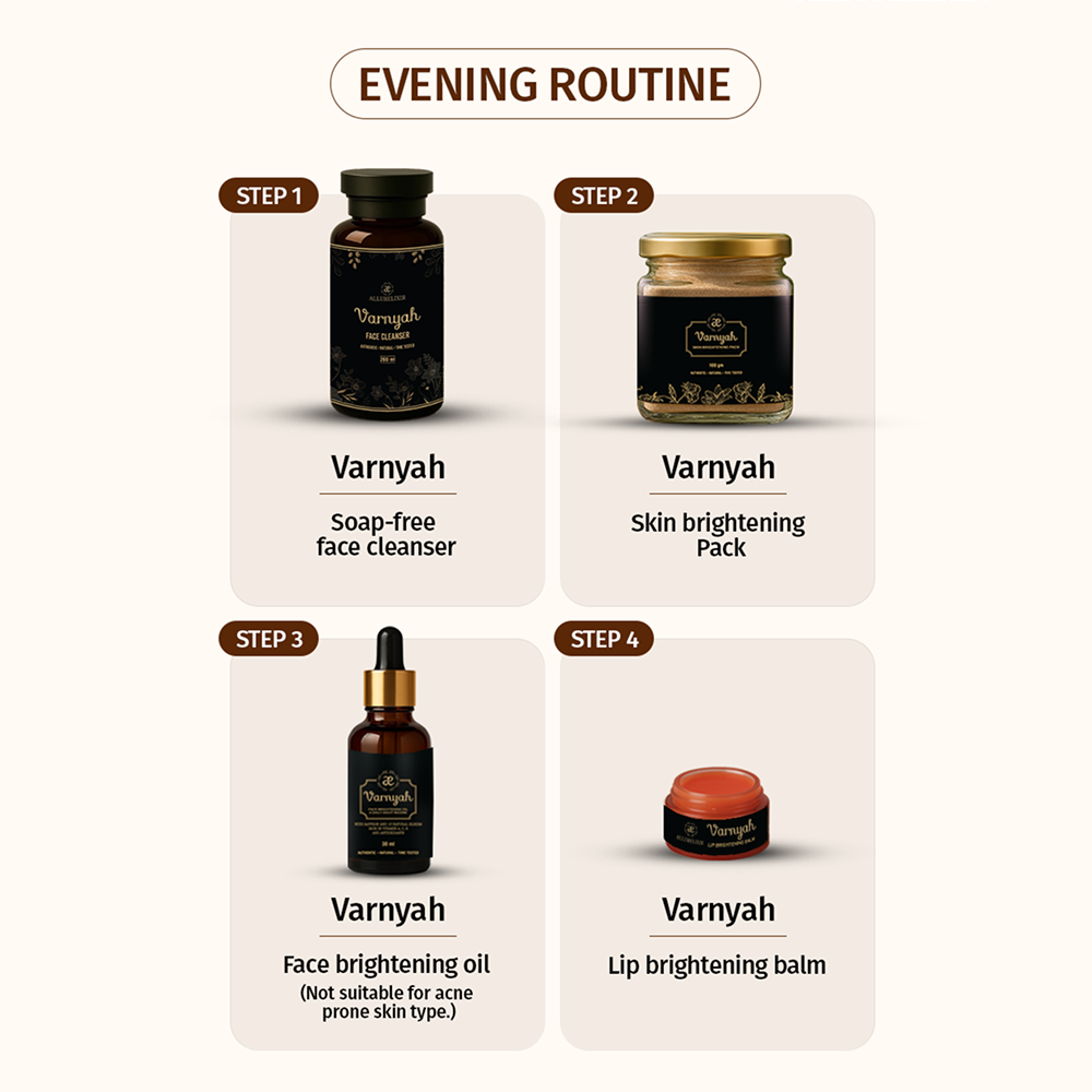 Varnyah: 6 in 1 Brightening Kit ( Pack + Face oil + Lip balm + Face cleanser + Body oil + Body Lotion )